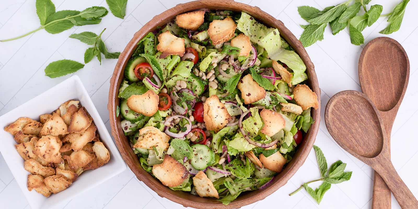 fattoush salad with sumac tepary beans recipe
