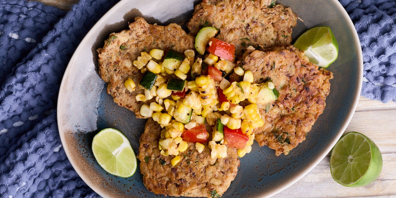 CRISPY HEIRLOOM BEAN CAKES WITH GRILLED CORN RELISH