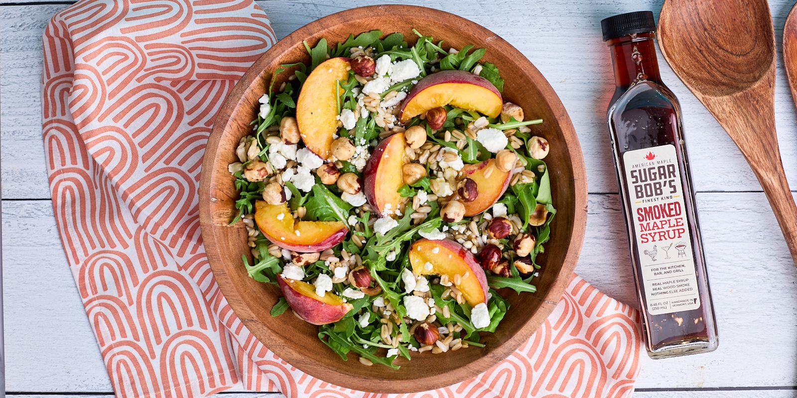 HAZELNUT PEACH SALAD WITH SMOKY MAPLE DRESSING