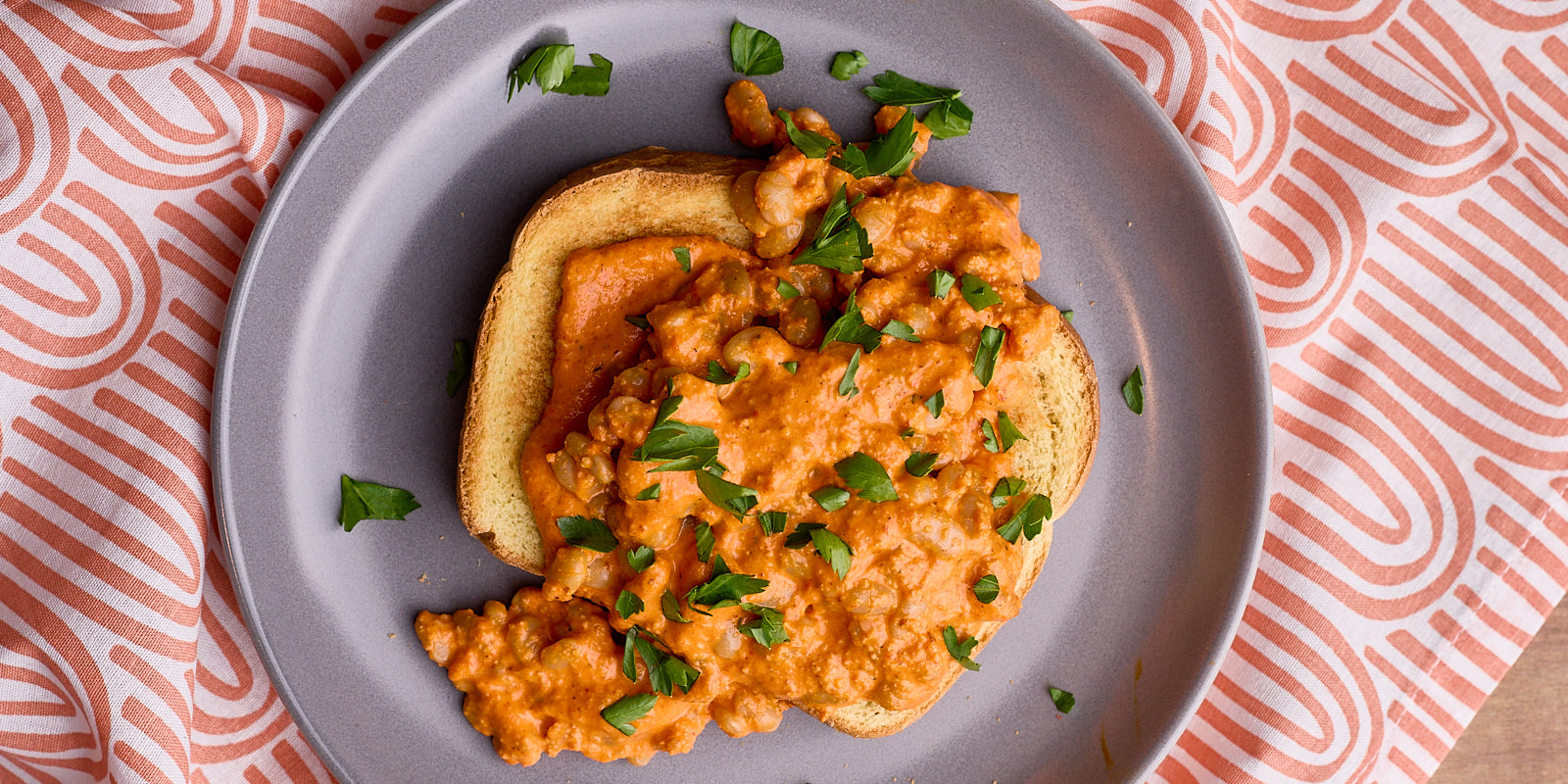 white tepary beans and romesco on toast