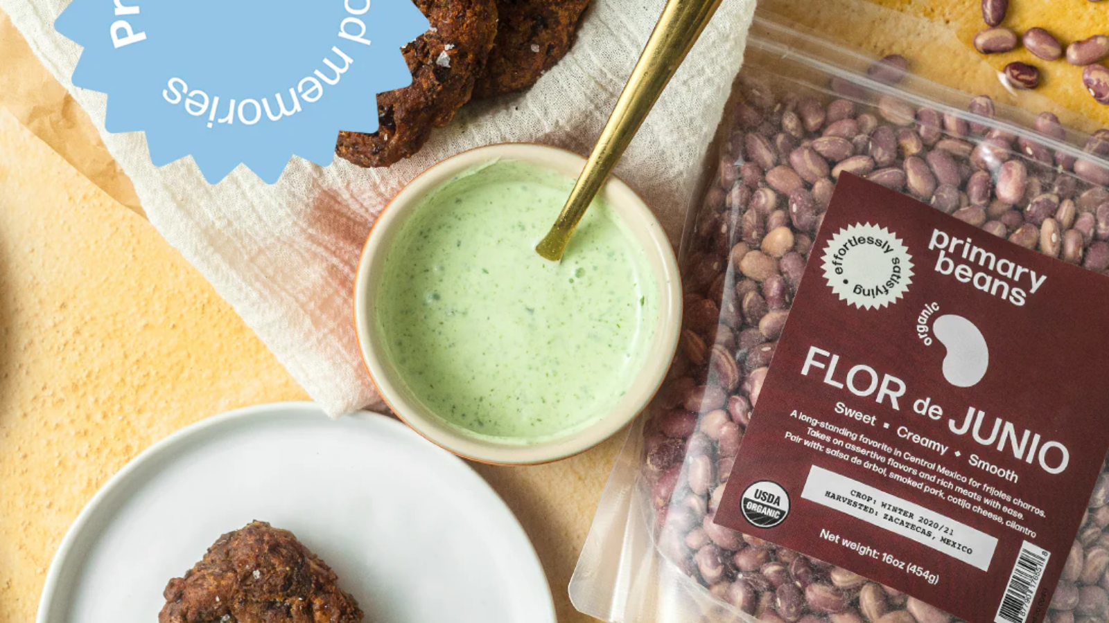 Spicy bean cakes with cilantro-yogurt sauce