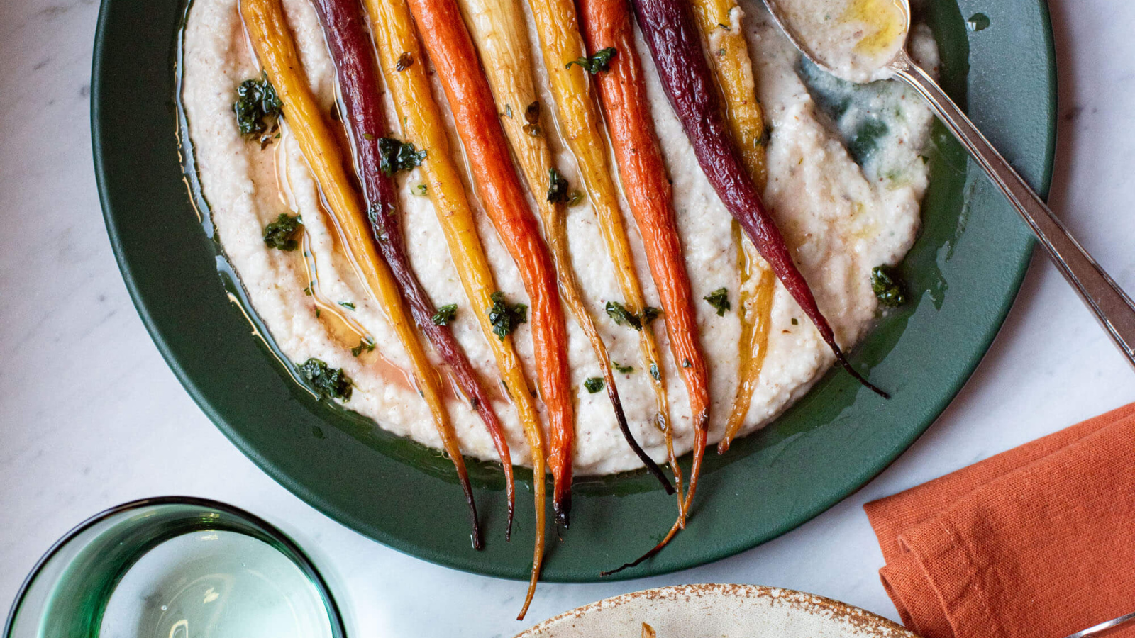 Roasted carrots over Cannellini and hazelnut purée