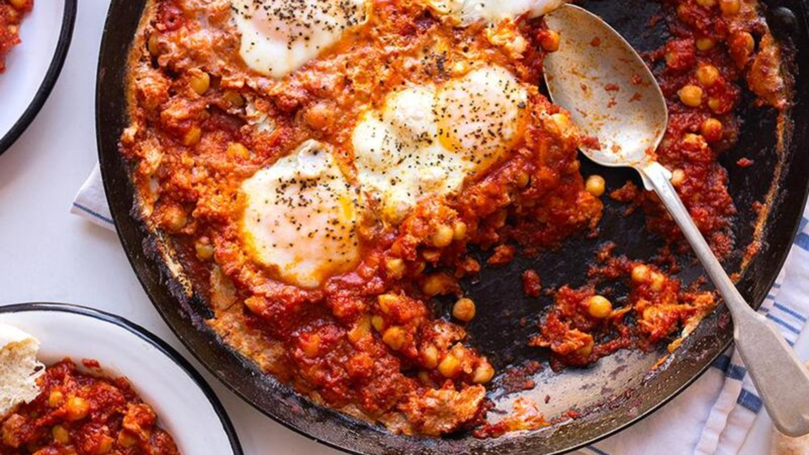 Favorite shakshuka with chickpeas and harissa