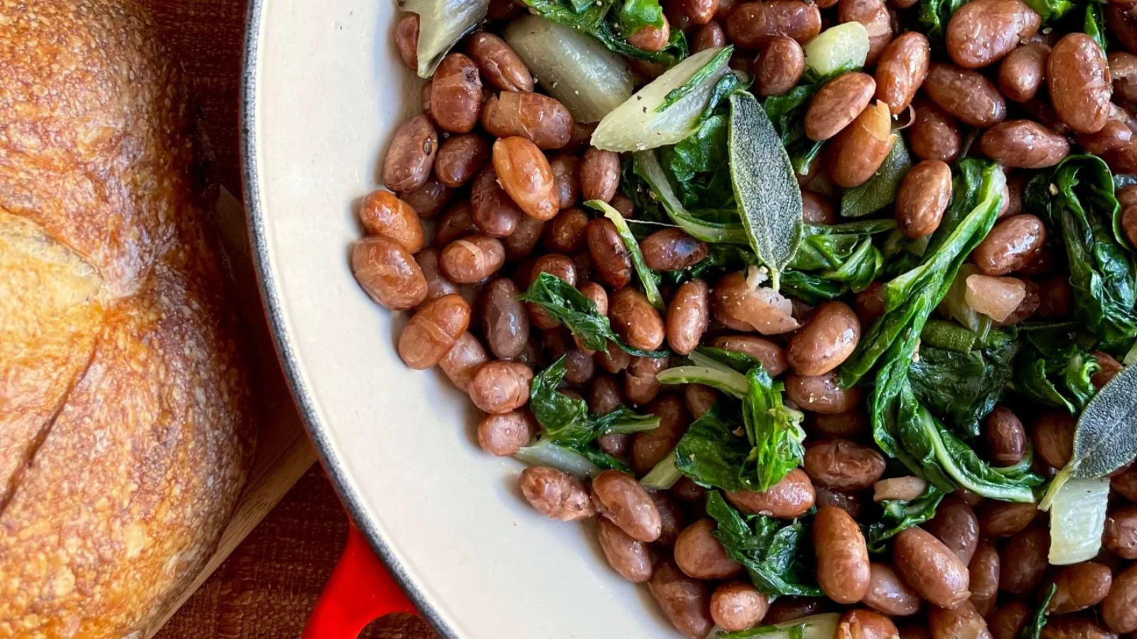 Brown butter sage Cranberry beans with chard