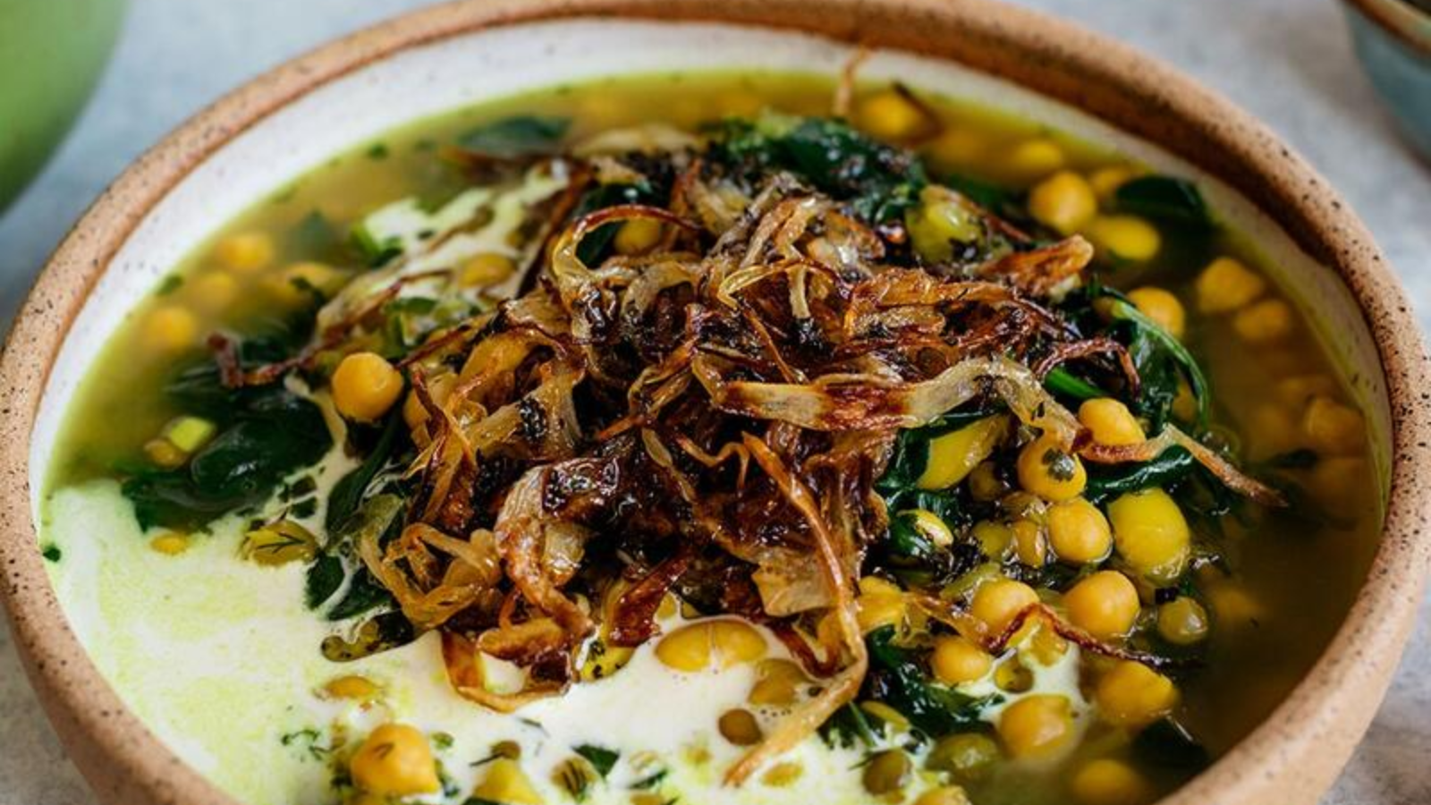 Persian-style herby beans with yogurt and caramelized onions