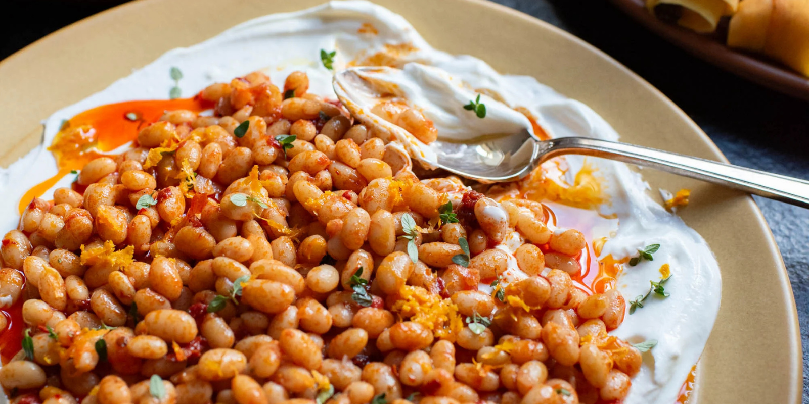Alubia Beans With Rose Harissa And Orange