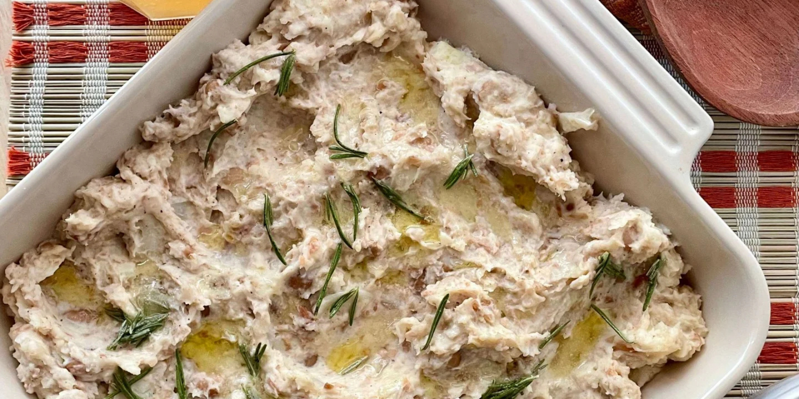 Buttery Mashed Peruano Beans with Parsnips and Frizzled Rosemary