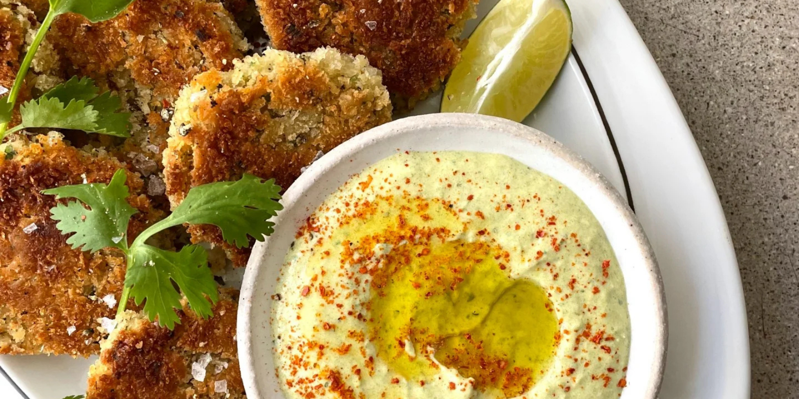 Cannellini Bean Fritters With Roasted Poblano Yogurt