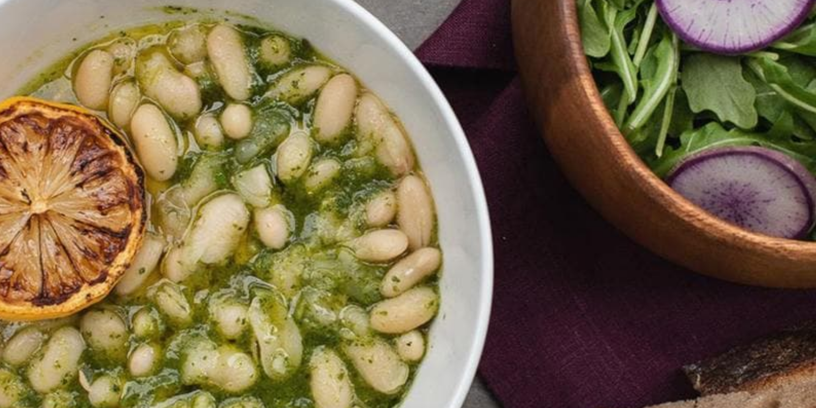 Creamy beans with Herb Oil