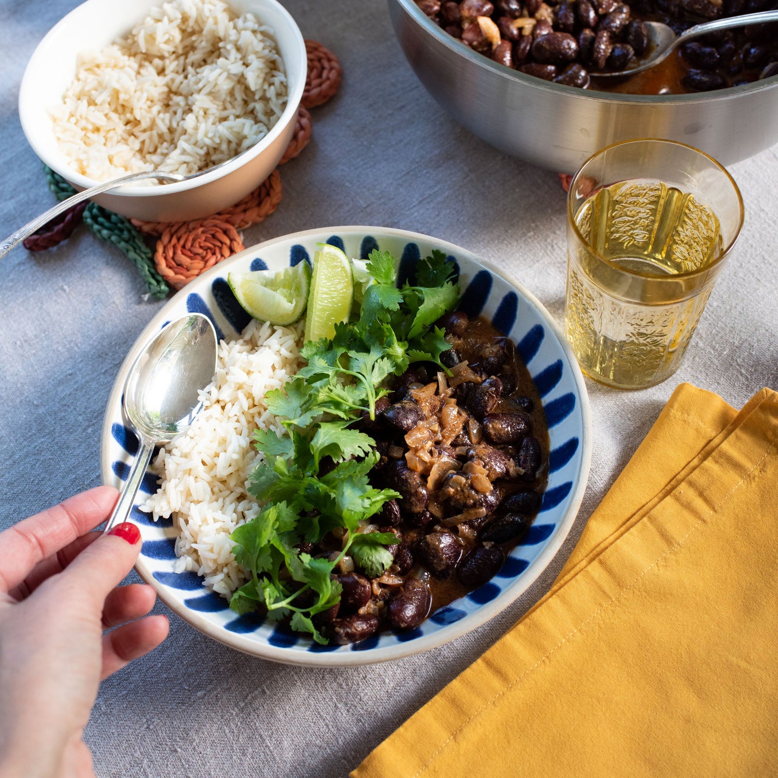 Malaysian bean curry featuring Primary beans Organic Ayocote Morado beans
