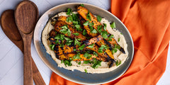 Moroccan Grilled Carrots with Nigella Seeds on Butter Bean Puree