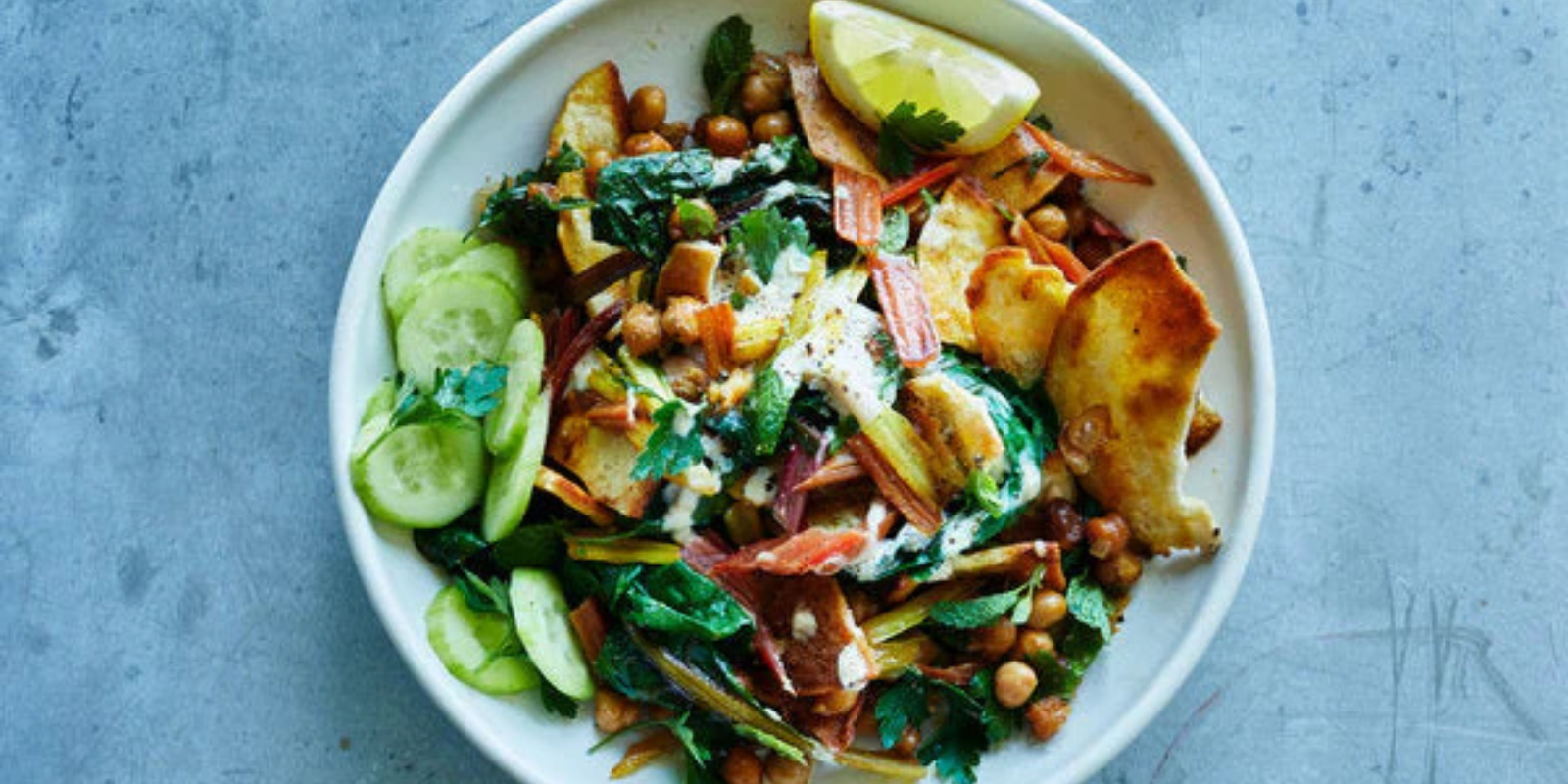 Spiced Chickpea Salad With Tahini and Pita Chips
