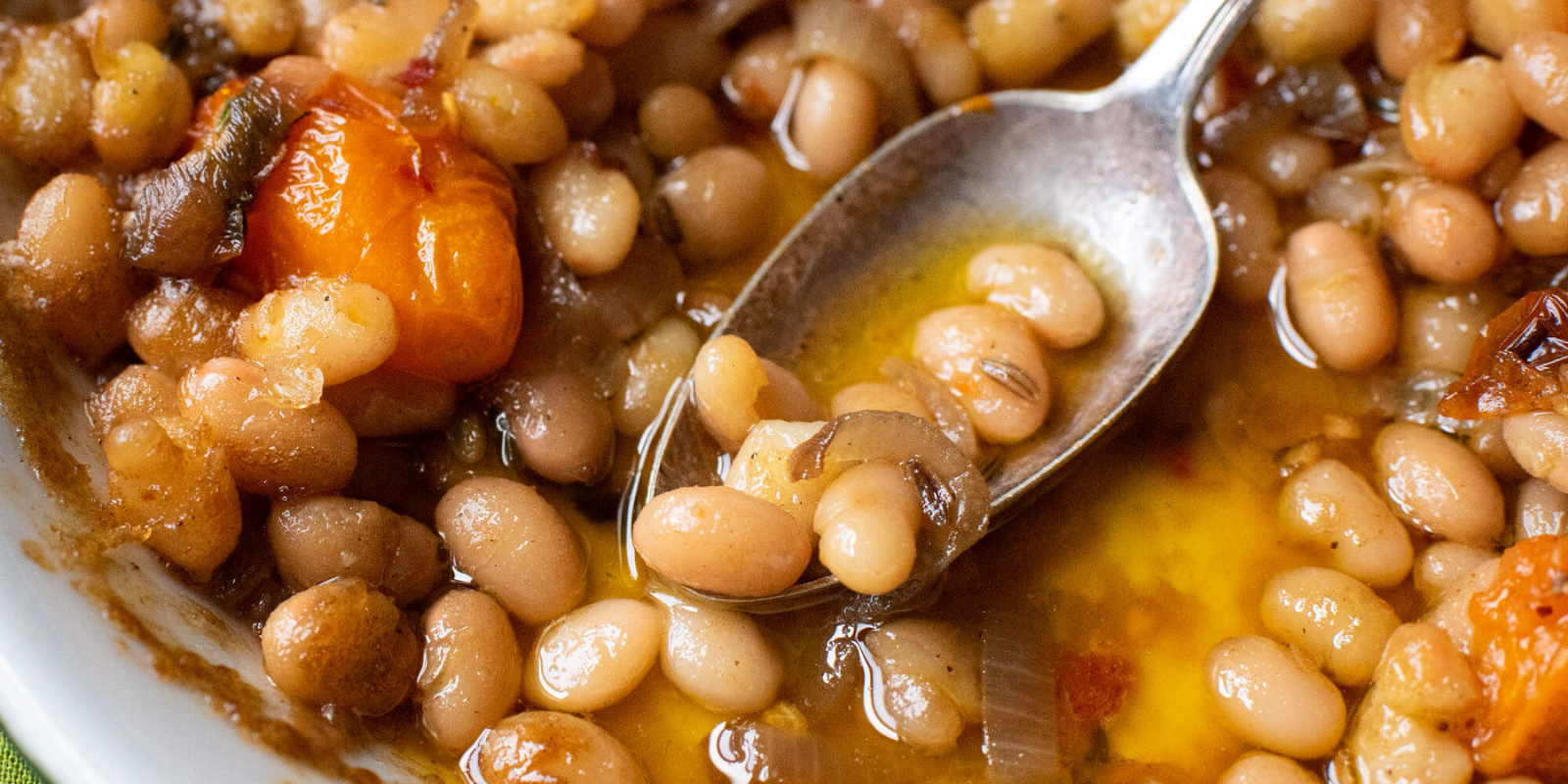 Season-Bridging Baked Beans With Cherry Tomatoes