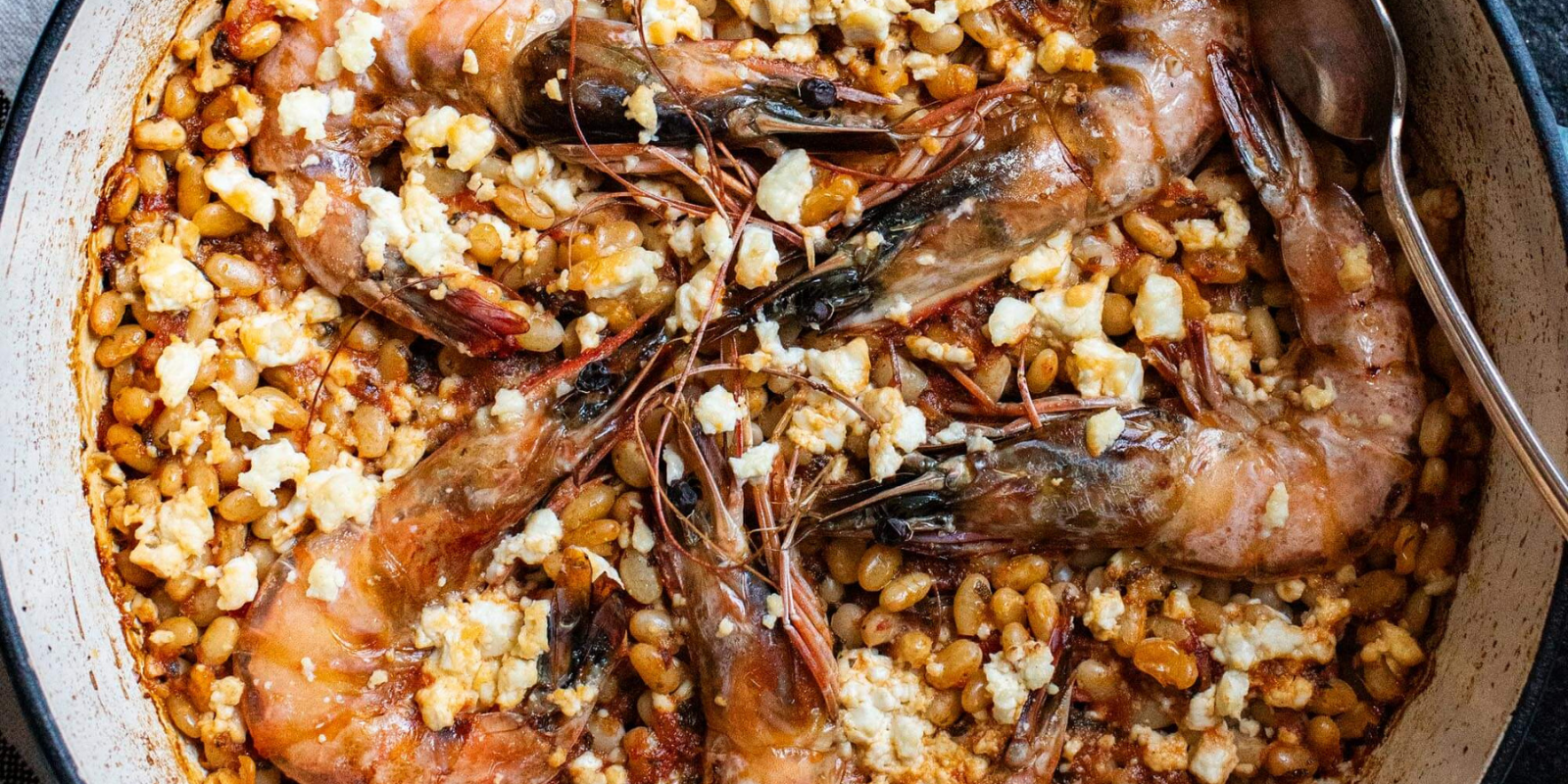 Shrimp Saganaki With Alubia Beans