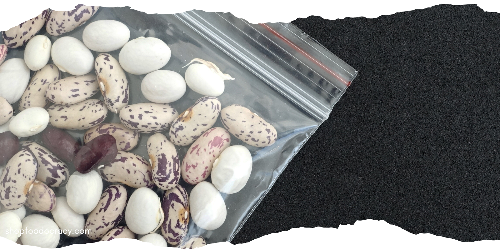 plastic bag containing dry heirloom beans