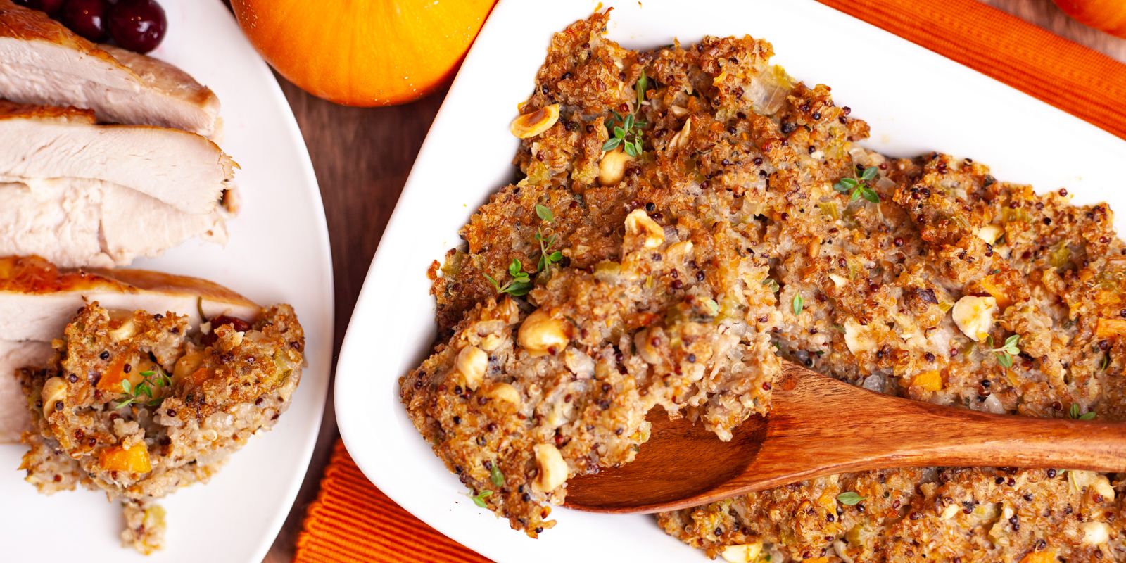 cracked farro stuffing with hazelnuts