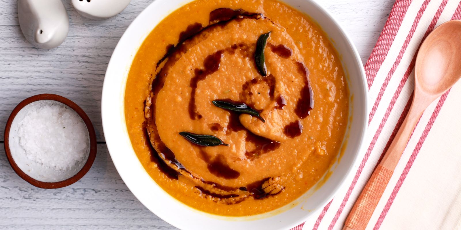 CONCH PEA AND BUTTERNUT SQUASH SOUP WITH CRISPY FRIED SAGE