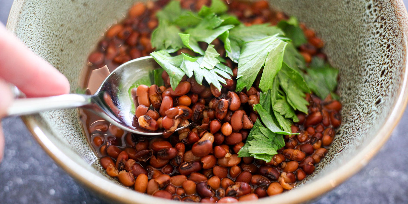 SEA ISLAND RED PEAS WITH CELERY LEAVES