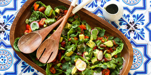 taco salad in a wood bowl