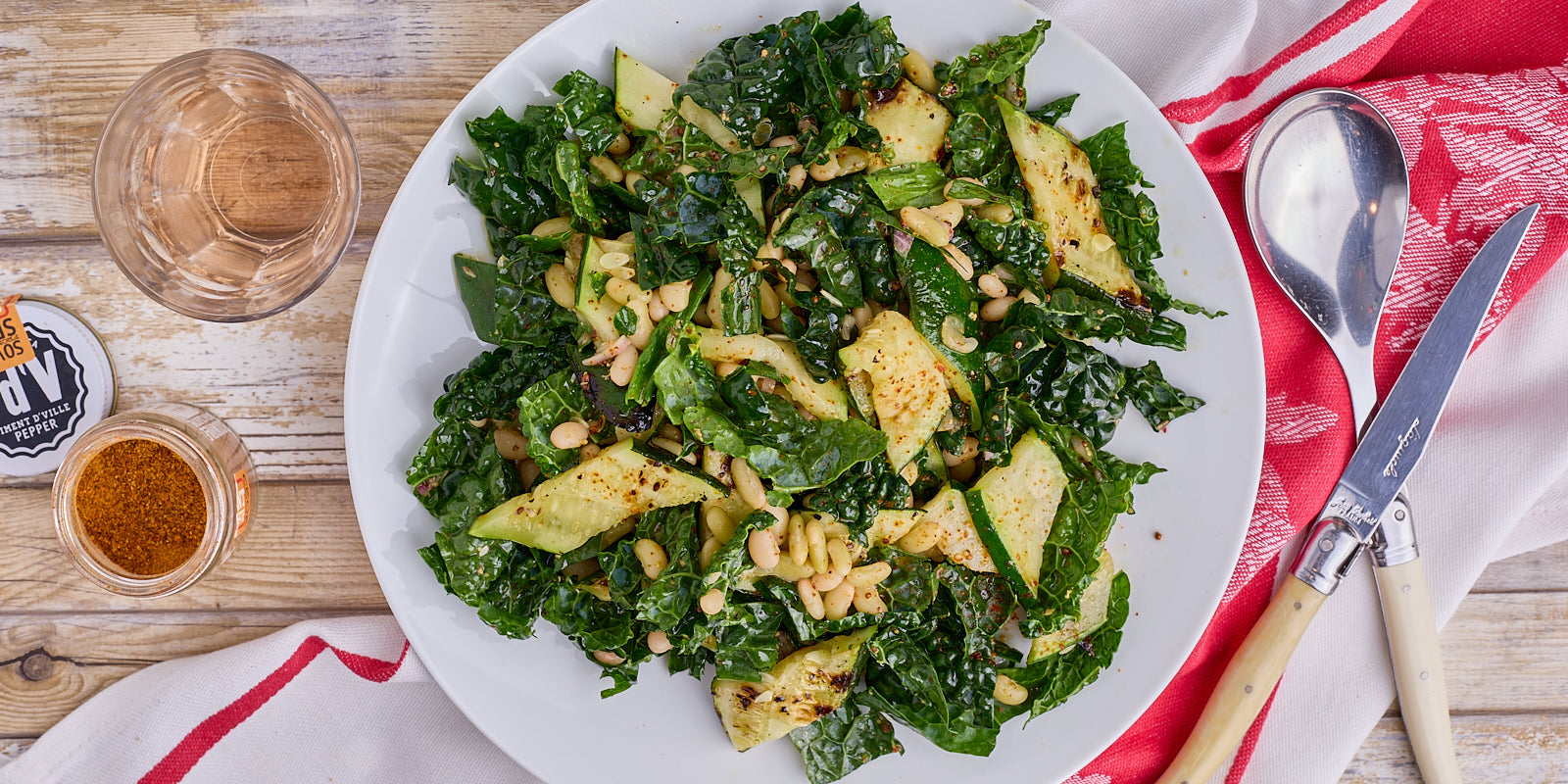 Flageolet Zucchini and Kale Salad With French Vinaigrette