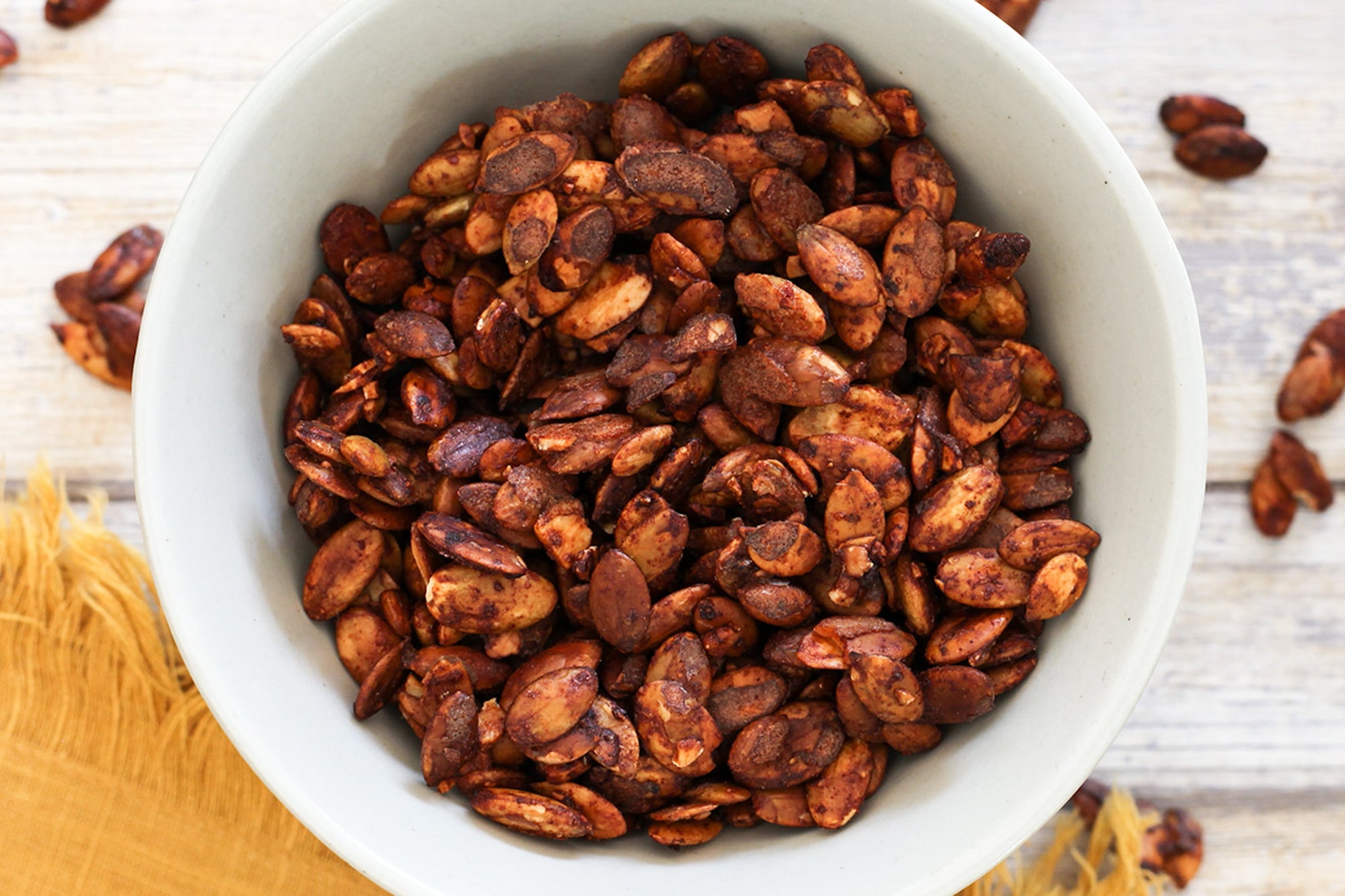 Sweet and spicy pepitas in a bowl