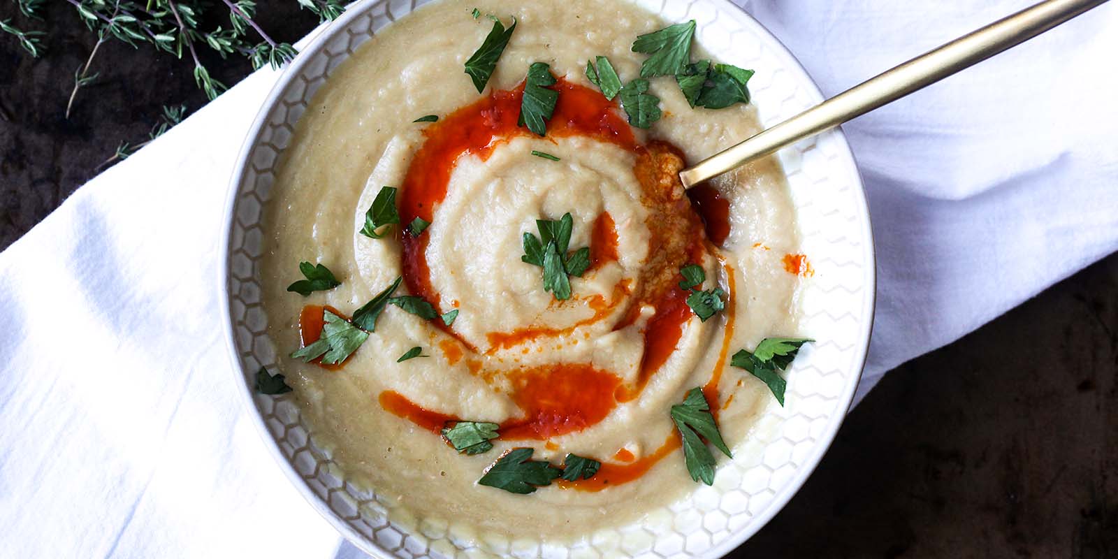 white tepary bean and roast parsnip soup