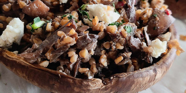 Potlatch Pilaf Stuffed Portobello Mushrooms