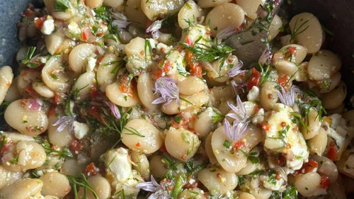 Marinated beans in Peppadew-herb vinaigrette