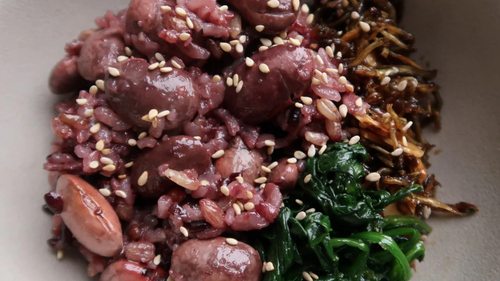 Kongbap (Korean rice and beans)