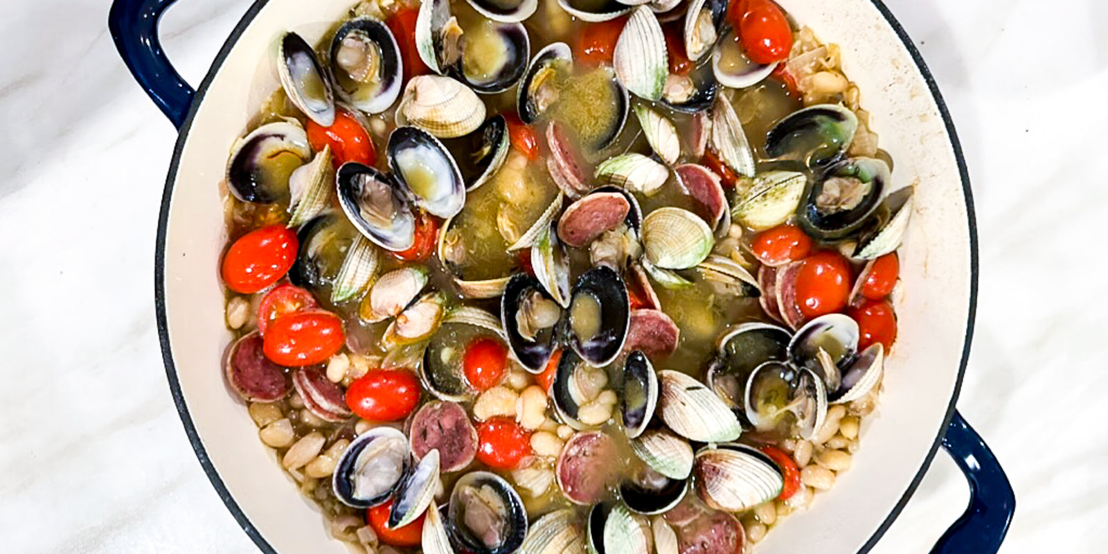 Spanish Alubia Beans with Clams and Chorizo