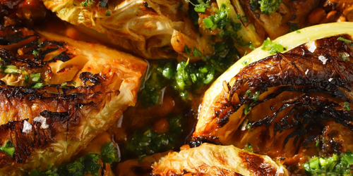 Caramelized Cabbage With Spiced-Braised Beans