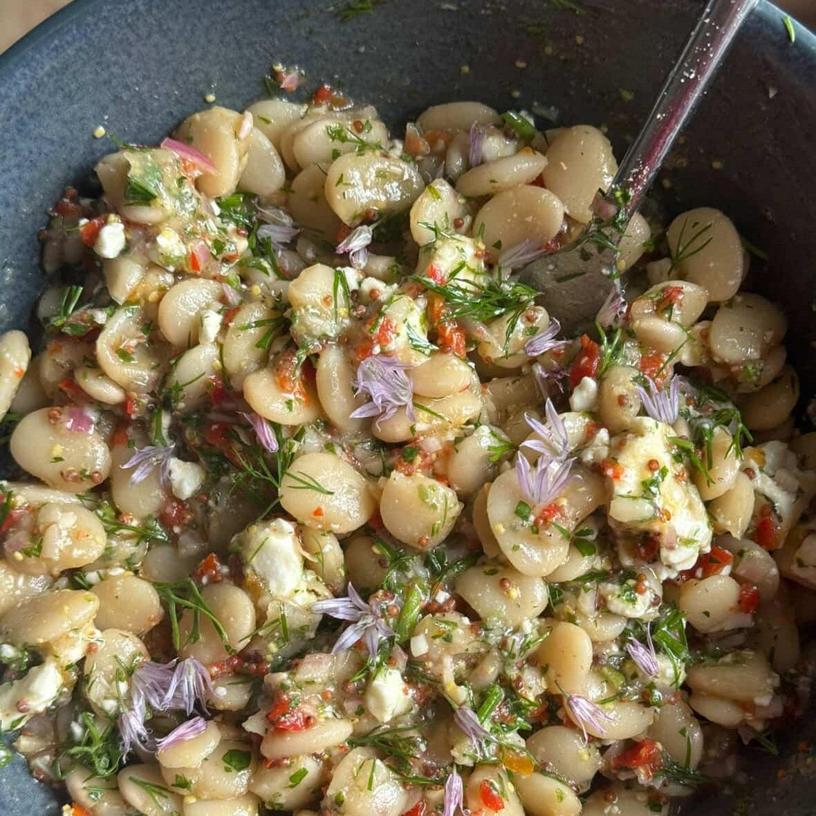 Marinated beans in Peppadew-herb vinaigrette