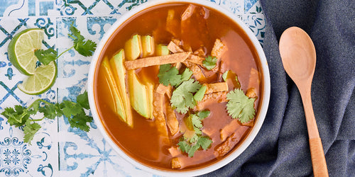 bowl of vegan tortilla soup