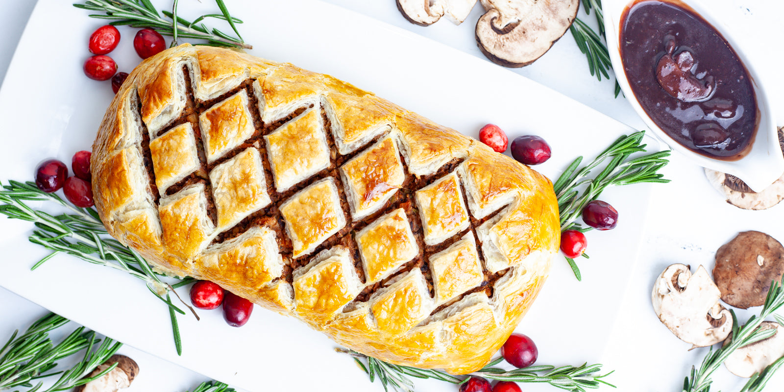 bean wellington with red wine reduction