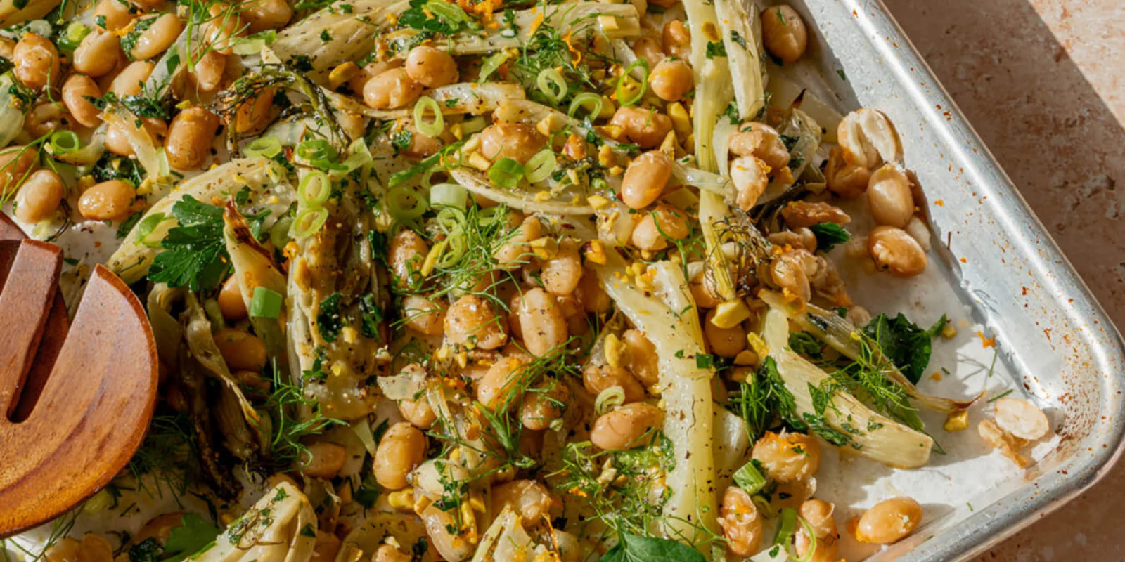 sheet pan roasted fennel with creamy beans