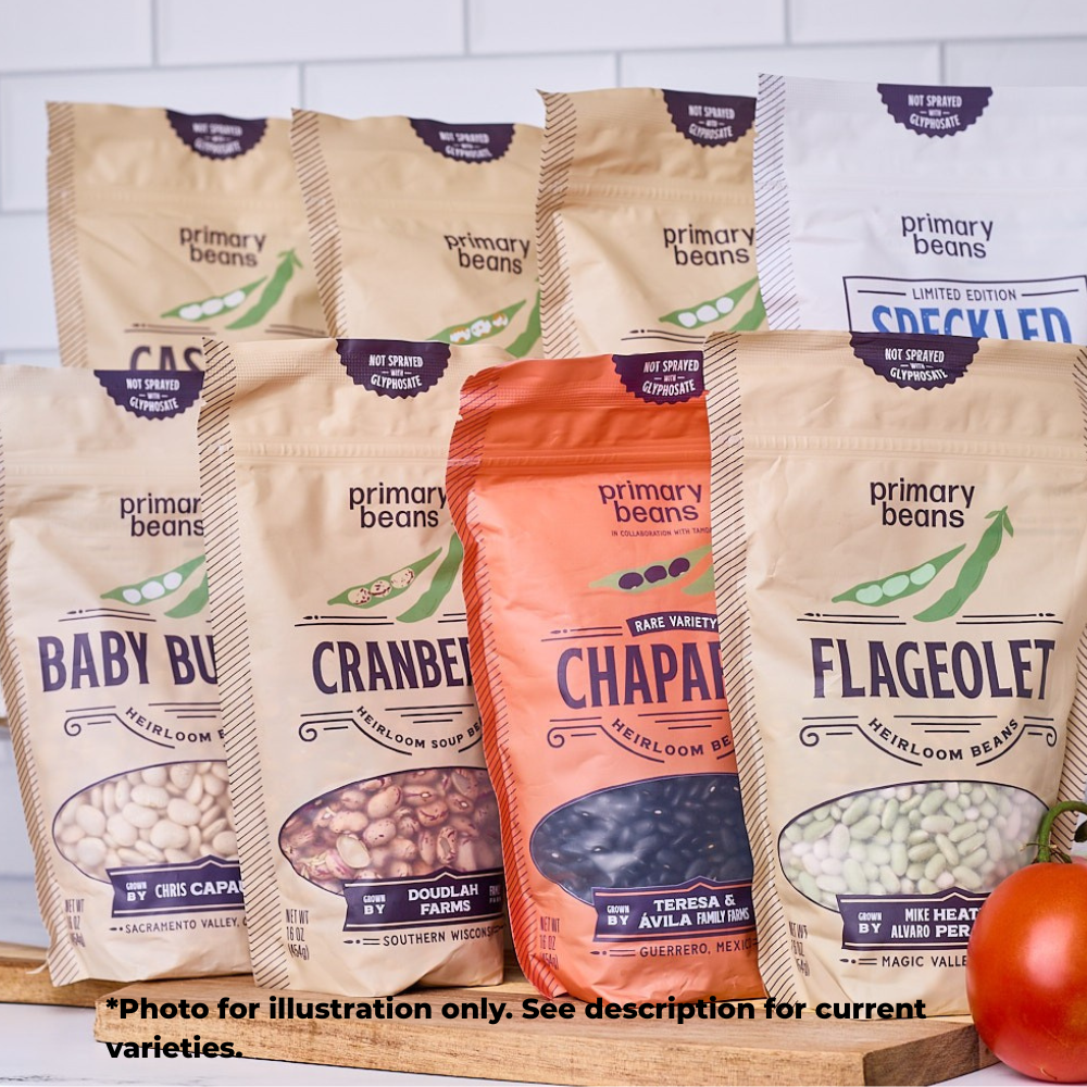 bags of heirloom beans 