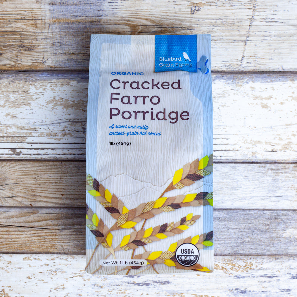 organic cracked farro porridge